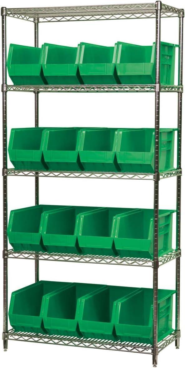 image:imageAkroMils 30265 AkroBins Plastic Storage Bins SpaceSaving Stackable Bins for Garage Pantry Craft Organization 18 x 825 x 9 Blue 6PackGreen