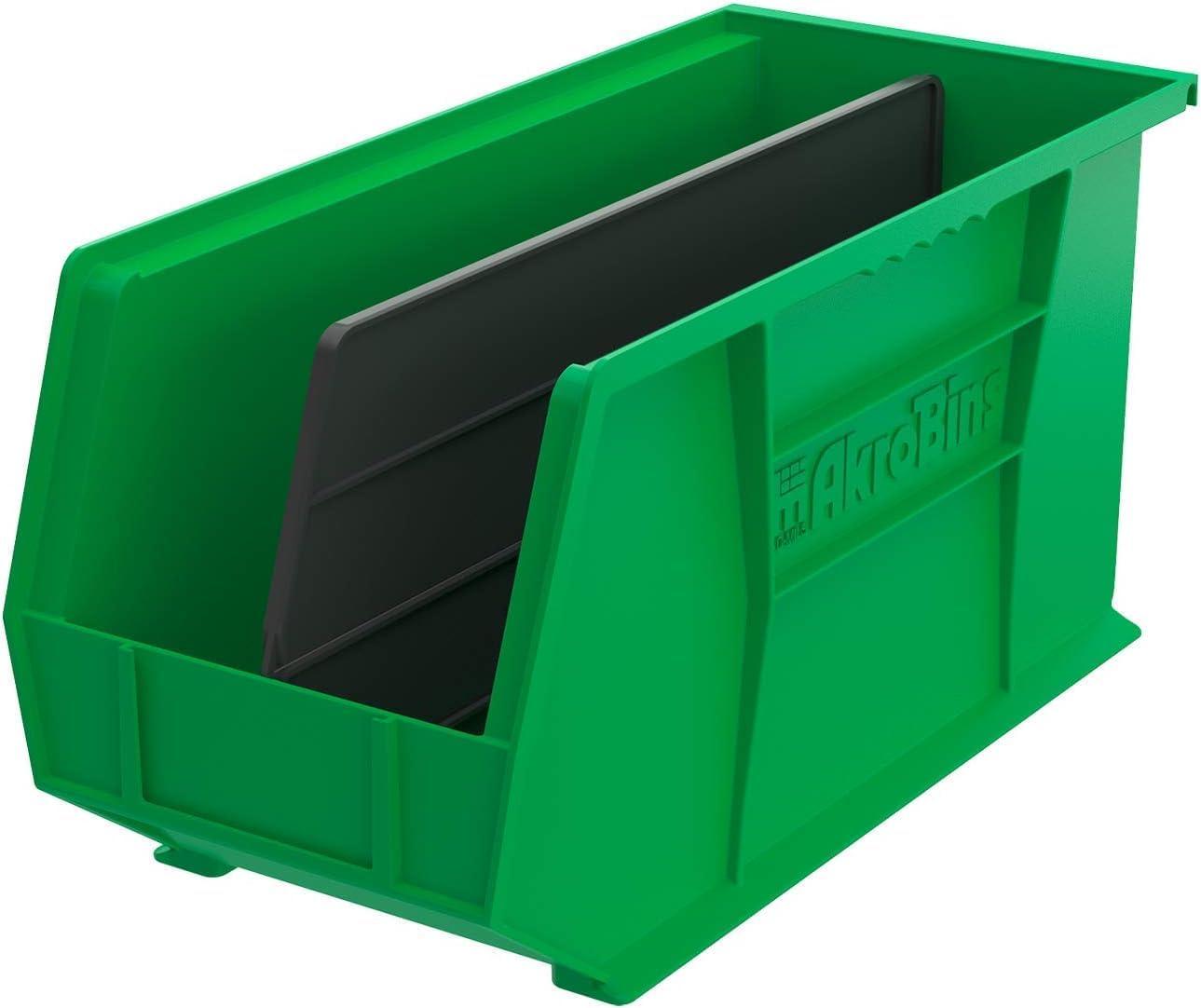 image:imageAkroMils 30265 AkroBins Plastic Storage Bins SpaceSaving Stackable Bins for Garage Pantry Craft Organization 18 x 825 x 9 Blue 6PackGreen