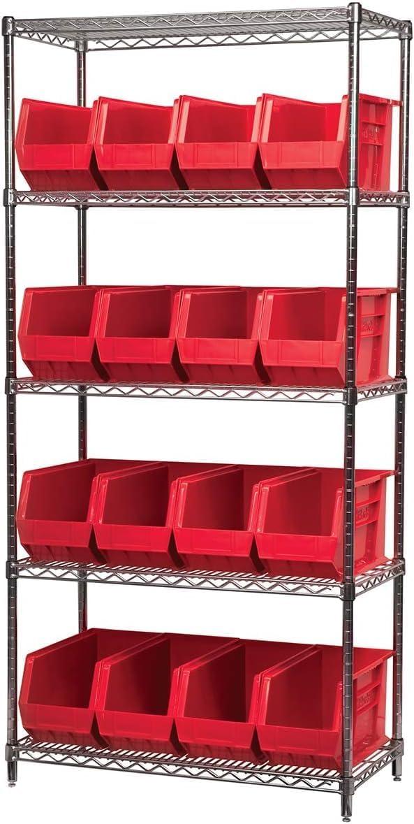 image:imageAkroMils 30265 AkroBins Plastic Storage Bins SpaceSaving Stackable Bins for Garage Pantry Craft Organization 18 x 825 x 9 Blue 6PackRed