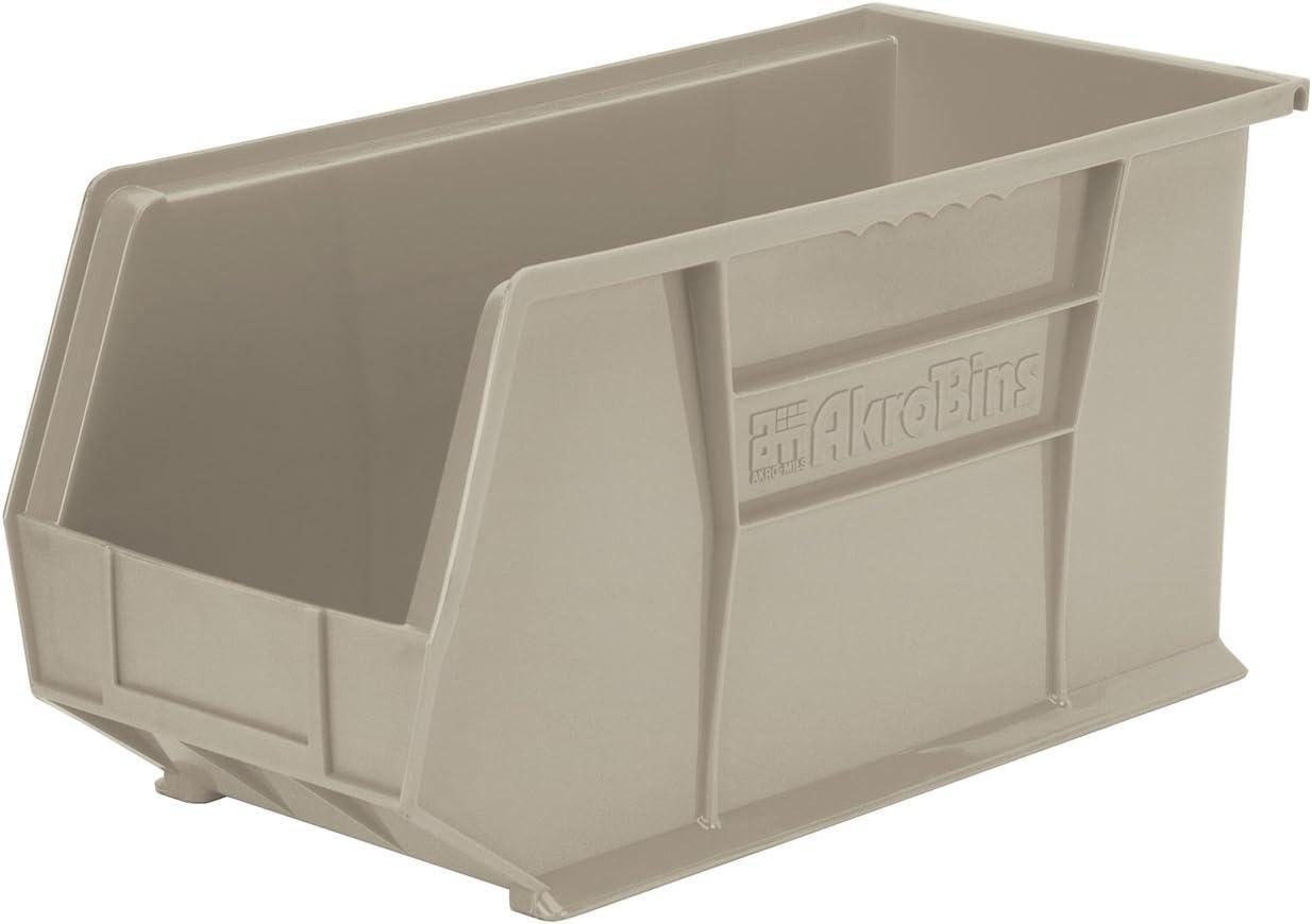 image:imageAkroMils 30265 AkroBins Plastic Storage Bins SpaceSaving Stackable Bins for Garage Pantry Craft Organization 18 x 825 x 9 Blue 6PackStone