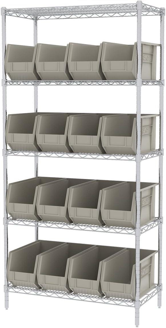 image:imageAkroMils 30265 AkroBins Plastic Storage Bins SpaceSaving Stackable Bins for Garage Pantry Craft Organization 18 x 825 x 9 Blue 6PackStone