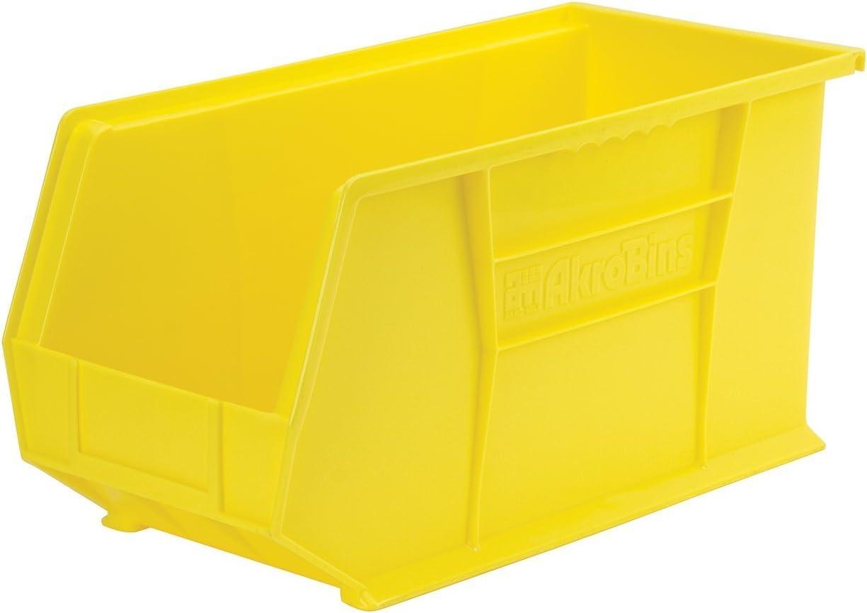 image:imageAkroMils 30265 AkroBins Plastic Storage Bins SpaceSaving Stackable Bins for Garage Pantry Craft Organization 18 x 825 x 9 Blue 6PackYellow