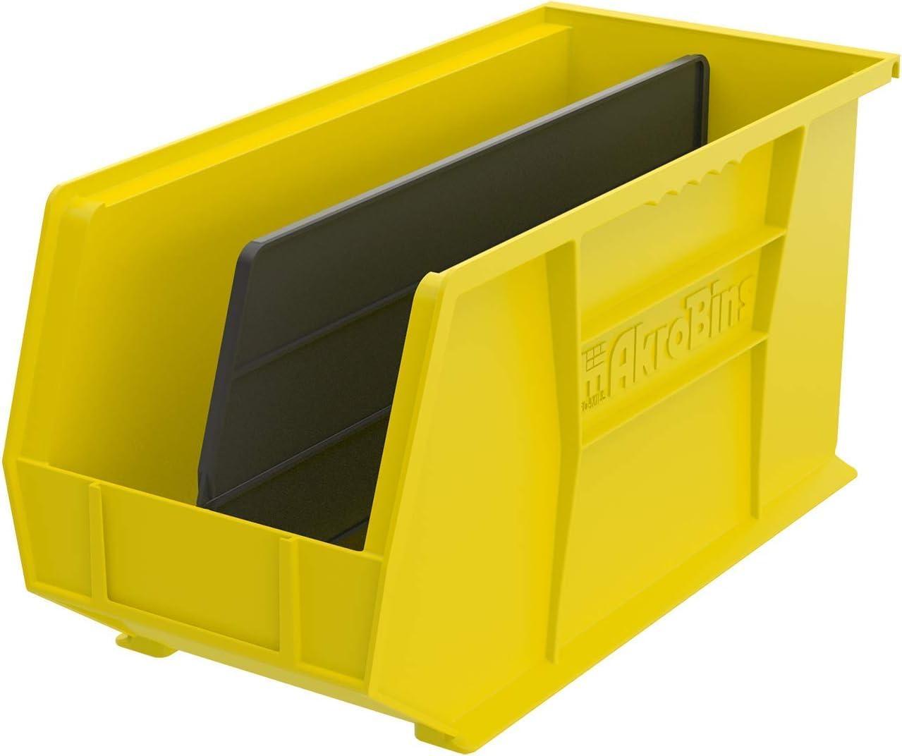 image:imageAkroMils 30265 AkroBins Plastic Storage Bins SpaceSaving Stackable Bins for Garage Pantry Craft Organization 18 x 825 x 9 Blue 6PackYellow