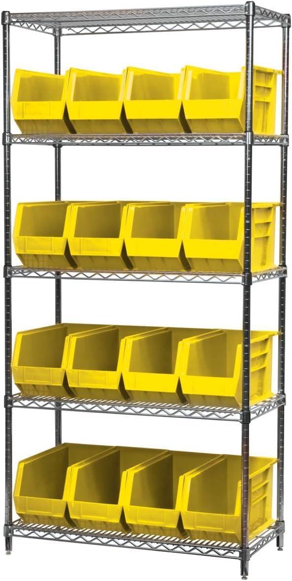 image:imageAkroMils 30265 AkroBins Plastic Storage Bins SpaceSaving Stackable Bins for Garage Pantry Craft Organization 18 x 825 x 9 Blue 6PackYellow