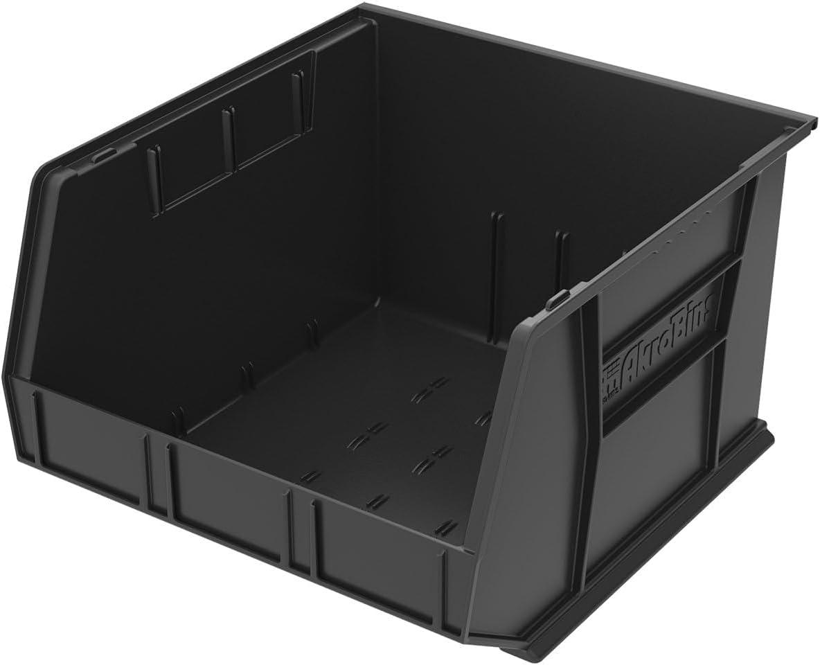 image:imageAkroMils 30270 AkroBins Plastic Storage Bins SpaceSaving Stackable Bins for Garage Pantry Craft Organization 18 x 16 x 11 Black 3PackBlack
