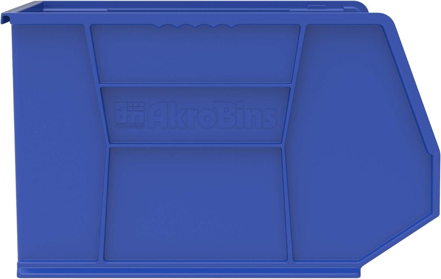 image:imageAkroMils 30270 AkroBins Plastic Storage Bins SpaceSaving Stackable Bins for Garage Pantry Craft Organization 18 x 16 x 11 Black 3PackBlue