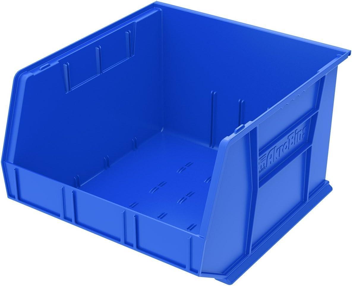 image:imageAkroMils 30270 AkroBins Plastic Storage Bins SpaceSaving Stackable Bins for Garage Pantry Craft Organization 18 x 16 x 11 Black 3PackBlue