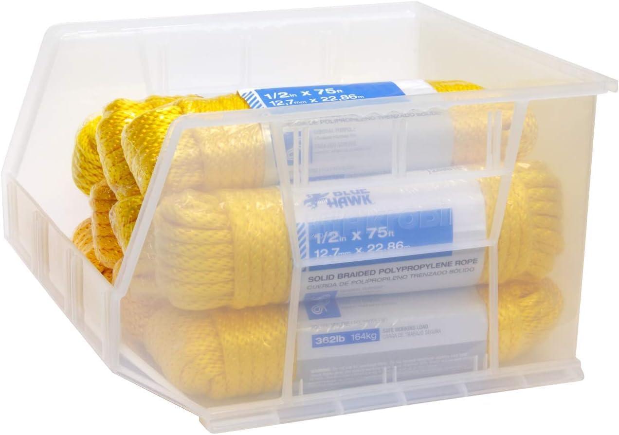 image:imageAkroMils 30270 AkroBins Plastic Storage Bins SpaceSaving Stackable Bins for Garage Pantry Craft Organization 18 x 16 x 11 Black 3PackClear