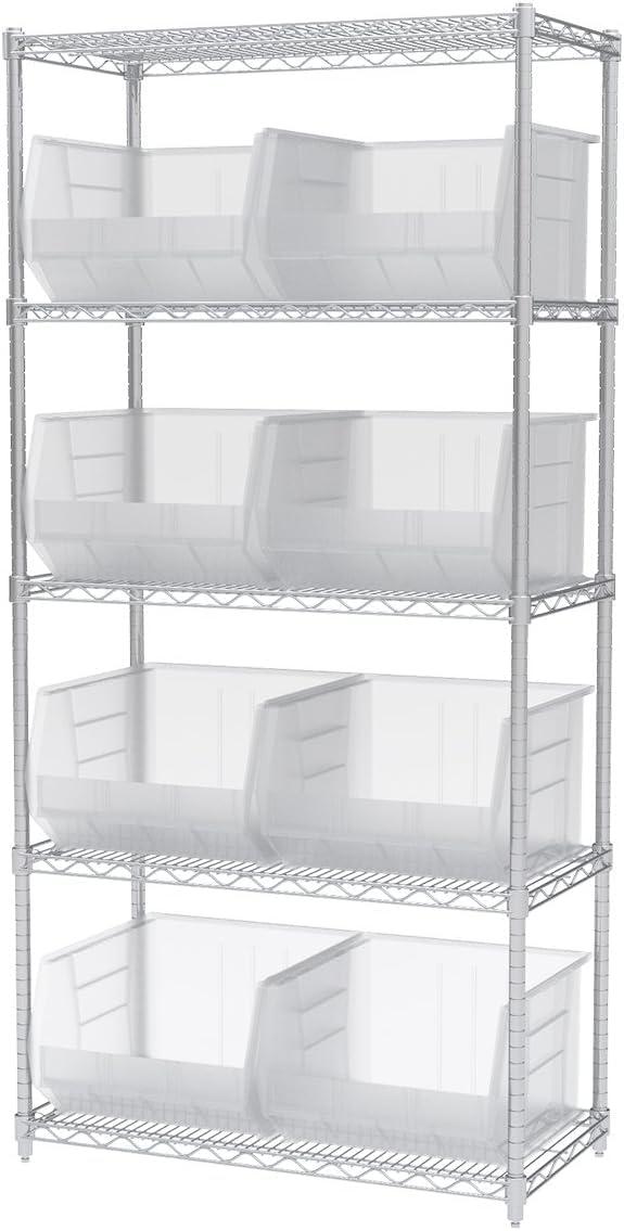 image:imageAkroMils 30270 AkroBins Plastic Storage Bins SpaceSaving Stackable Bins for Garage Pantry Craft Organization 18 x 16 x 11 Black 3PackClear