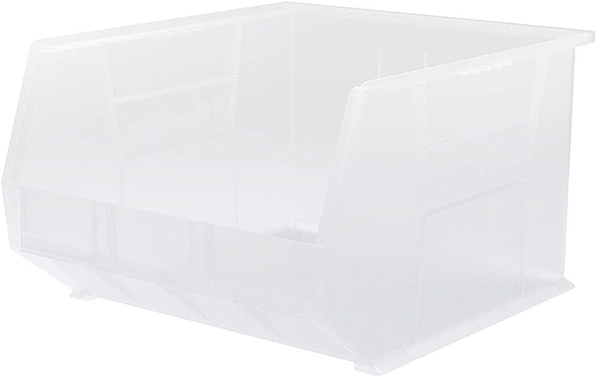 image:imageAkroMils 30270 AkroBins Plastic Storage Bins SpaceSaving Stackable Bins for Garage Pantry Craft Organization 18 x 16 x 11 Black 3PackClear