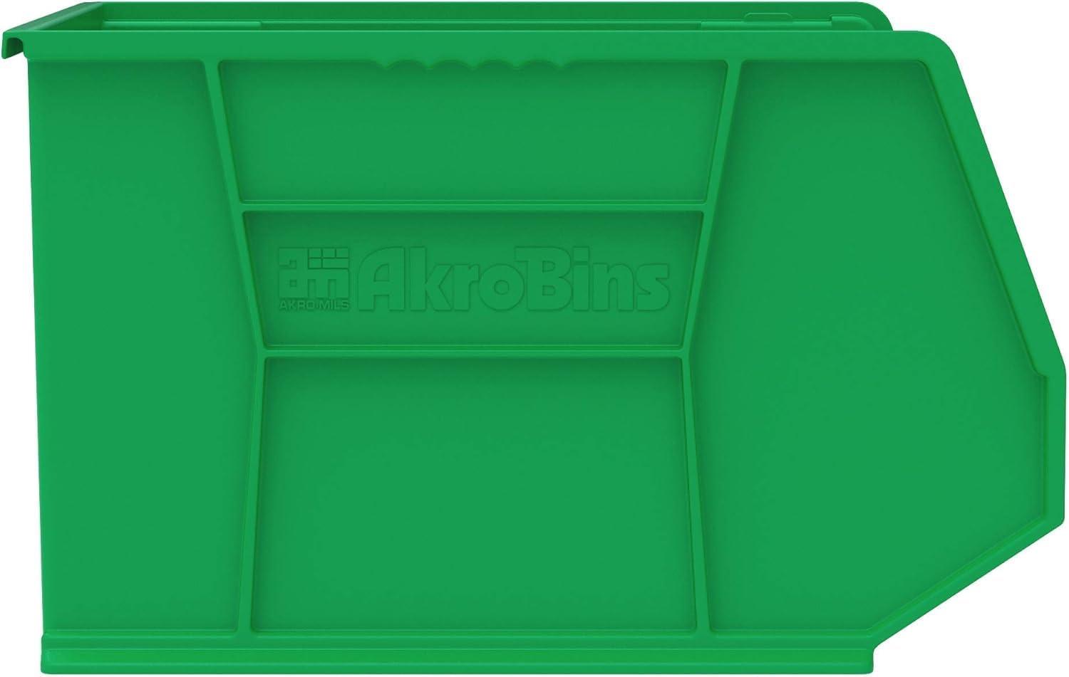 image:imageAkroMils 30270 AkroBins Plastic Storage Bins SpaceSaving Stackable Bins for Garage Pantry Craft Organization 18 x 16 x 11 Black 3PackGreen
