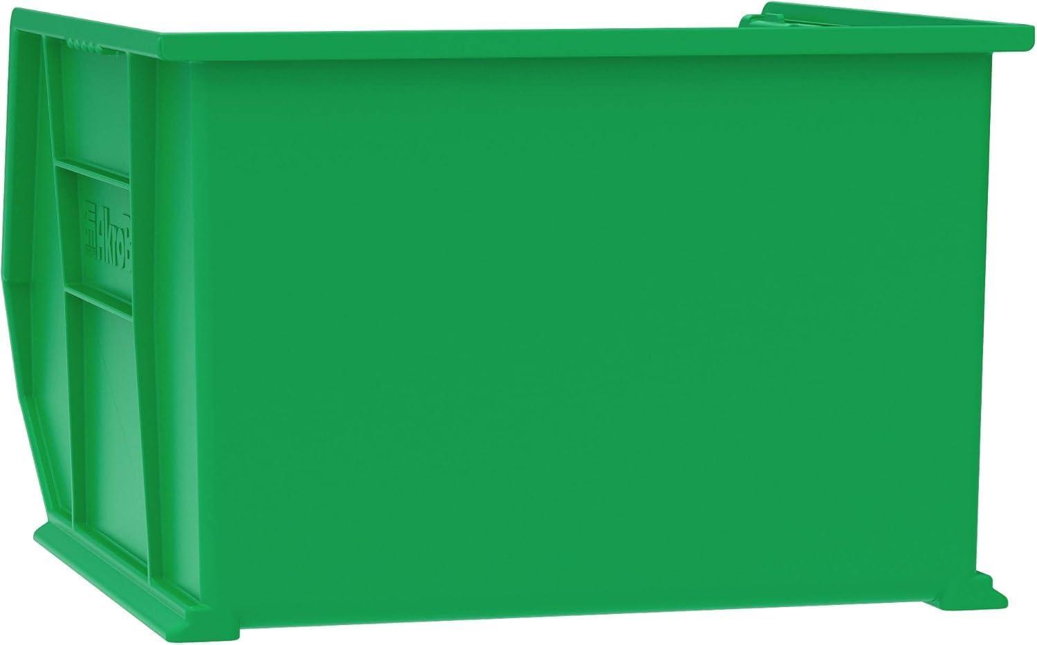 image:imageAkroMils 30270 AkroBins Plastic Storage Bins SpaceSaving Stackable Bins for Garage Pantry Craft Organization 18 x 16 x 11 Black 3PackGreen