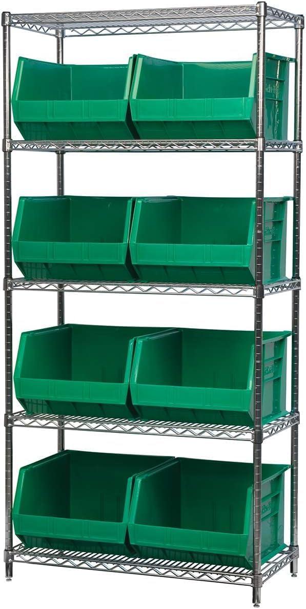 image:imageAkroMils 30270 AkroBins Plastic Storage Bins SpaceSaving Stackable Bins for Garage Pantry Craft Organization 18 x 16 x 11 Black 3PackGreen