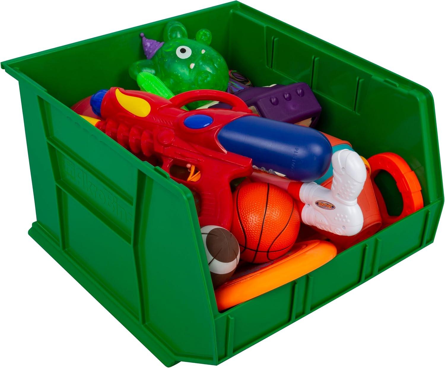 image:imageAkroMils 30270 AkroBins Plastic Storage Bins SpaceSaving Stackable Bins for Garage Pantry Craft Organization 18 x 16 x 11 Black 3PackGreen