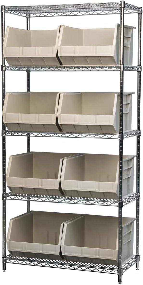 image:imageAkroMils 30270 AkroBins Plastic Storage Bins SpaceSaving Stackable Bins for Garage Pantry Craft Organization 18 x 16 x 11 Black 3PackStone