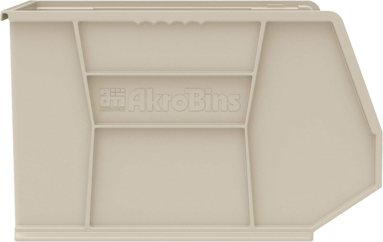 image:imageAkroMils 30270 AkroBins Plastic Storage Bins SpaceSaving Stackable Bins for Garage Pantry Craft Organization 18 x 16 x 11 Black 3PackStone