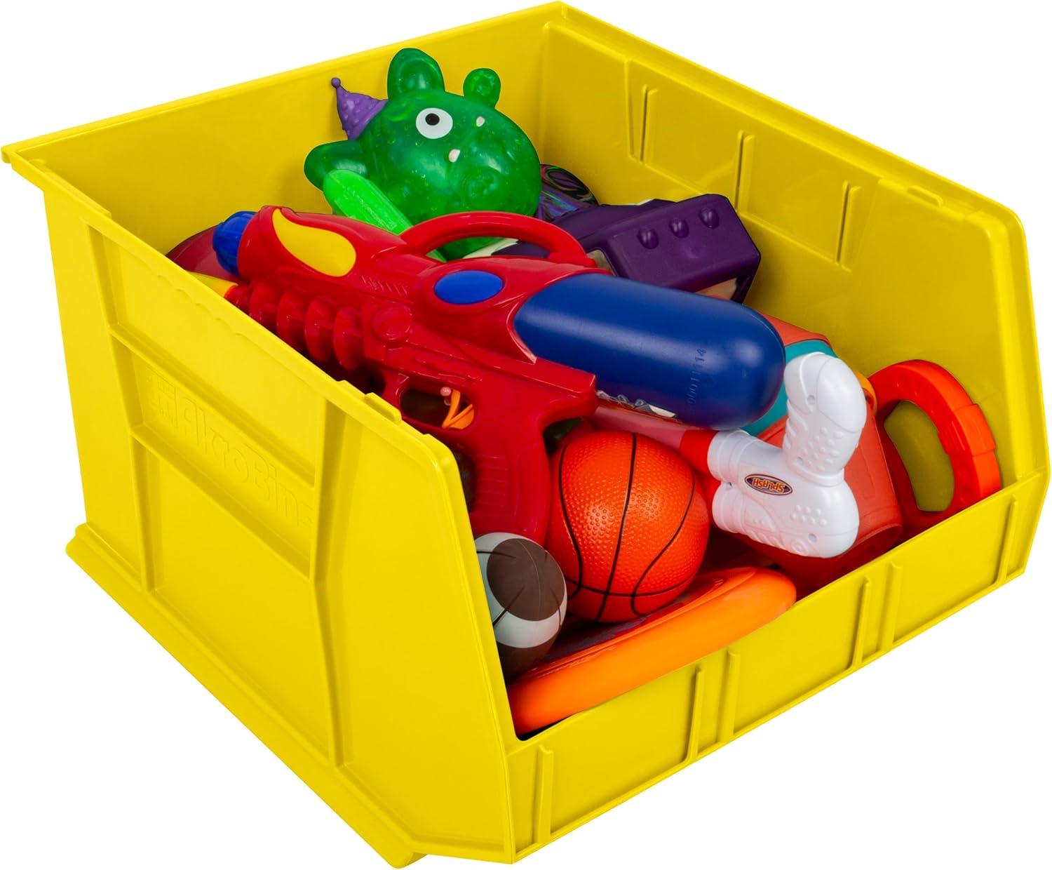 image:imageAkroMils 30270 AkroBins Plastic Storage Bins SpaceSaving Stackable Bins for Garage Pantry Craft Organization 18 x 16 x 11 Black 3PackYellow