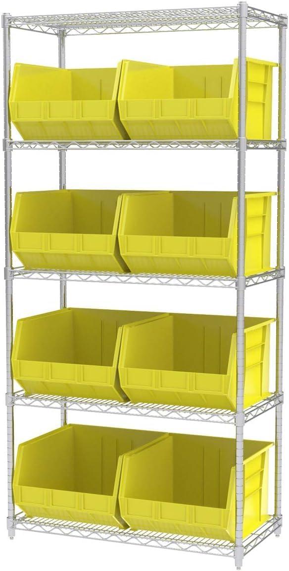 image:imageAkroMils 30270 AkroBins Plastic Storage Bins SpaceSaving Stackable Bins for Garage Pantry Craft Organization 18 x 16 x 11 Black 3PackYellow