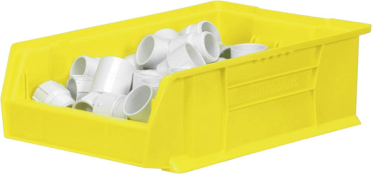 image:imageAkroMils 30280 SuperSize AkroBins Plastic Storage Bins SpaceSaving Stackable Bins for Garage Classroom Warehouse Organization 20 L x 12 W x 6 H Clear 4PackYellow 4Pack