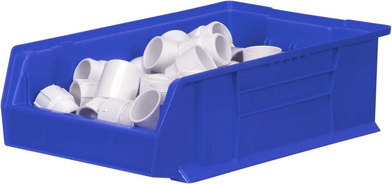 image:imageAkroMils 30280 SuperSize AkroBins Plastic Storage Bins SpaceSaving Stackable Bins for Garage Classroom Warehouse Organization 20 L x 12 W x 6 H Clear 4PackBlue 4Pack