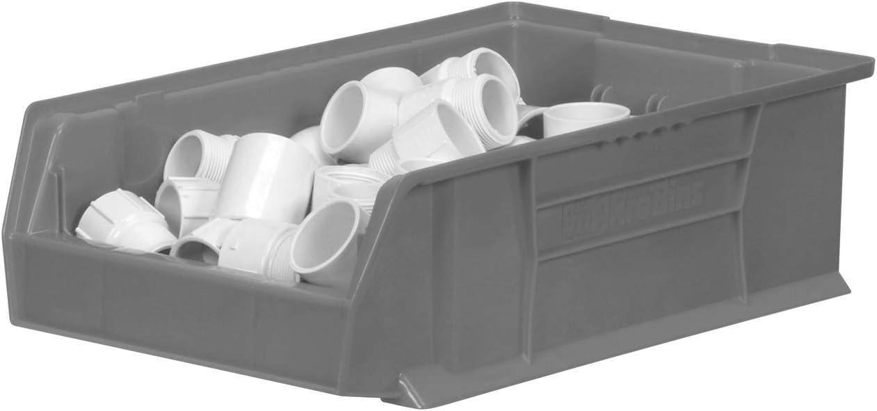 image:imageAkroMils 30280 SuperSize AkroBins Plastic Storage Bins SpaceSaving Stackable Bins for Garage Classroom Warehouse Organization 20 L x 12 W x 6 H Clear 4PackGrey 4Pack