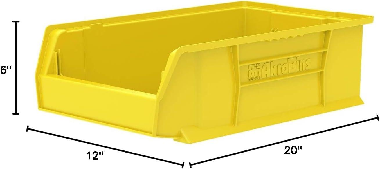 image:imageAkroMils 30280 SuperSize AkroBins Plastic Storage Bins SpaceSaving Stackable Bins for Garage Classroom Warehouse Organization 20 L x 12 W x 6 H Clear 4PackYellow 4Pack