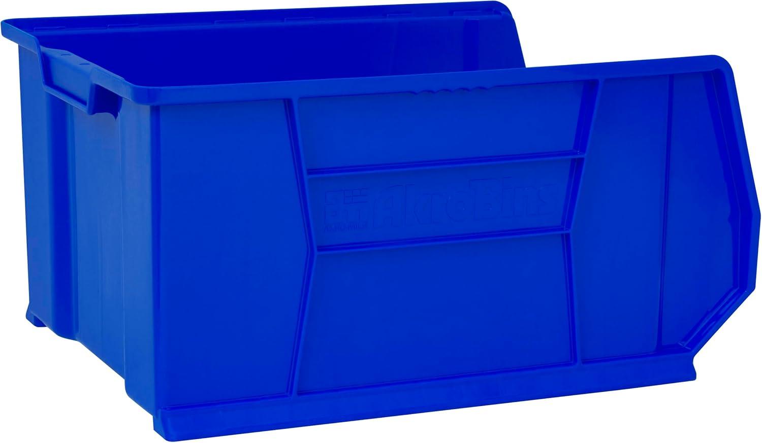 image:imageAkroMils 30289 SuperSize AkroBins Plastic Storage Bins SpaceSaving Stackable Bins for Garage Classroom Warehouse Organization 24 L x 18 W x 12 H Clear 1PackBlue 1Pack