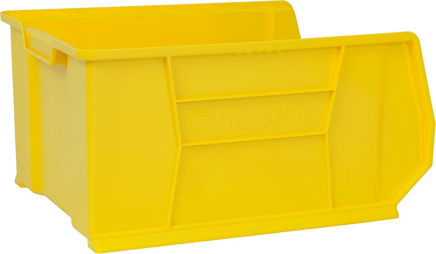 image:imageAkroMils 30289 SuperSize AkroBins Plastic Storage Bins SpaceSaving Stackable Bins for Garage Classroom Warehouse Organization 24 L x 18 W x 12 H Clear 1PackYellow 1Pack
