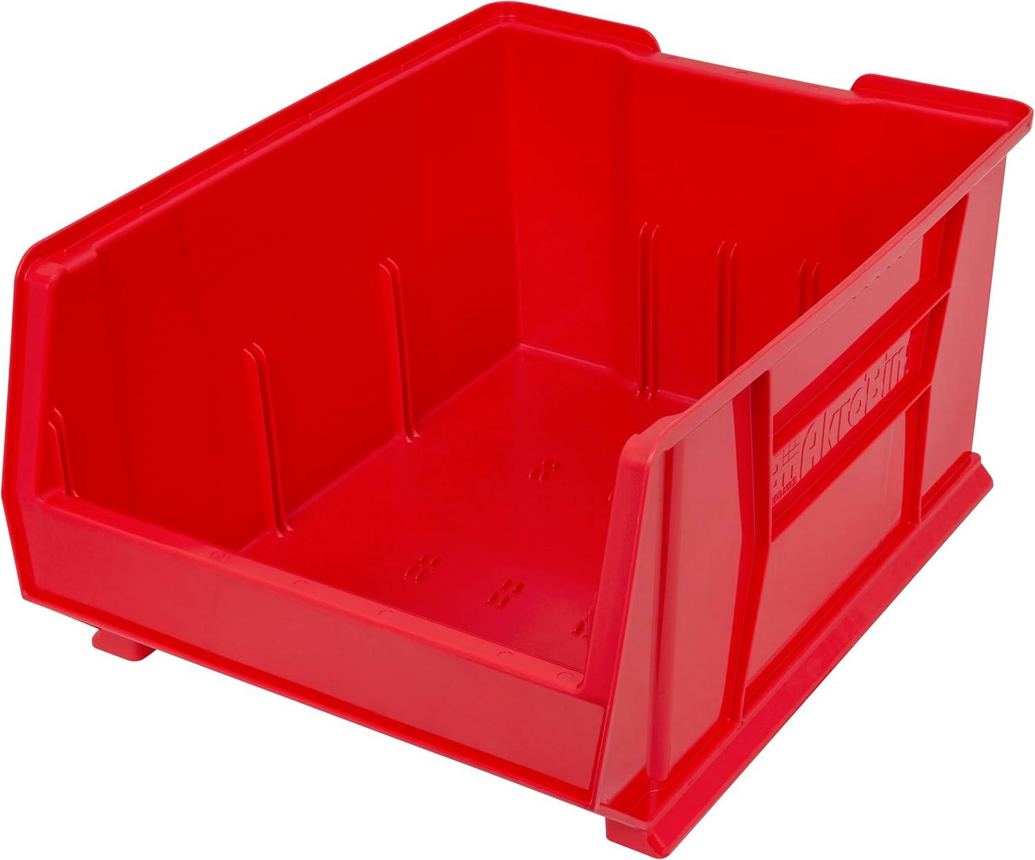 image:imageAkroMils 30289 SuperSize AkroBins Plastic Storage Bins SpaceSaving Stackable Bins for Garage Classroom Warehouse Organization 24 L x 18 W x 12 H Clear 1PackRed 1Pack