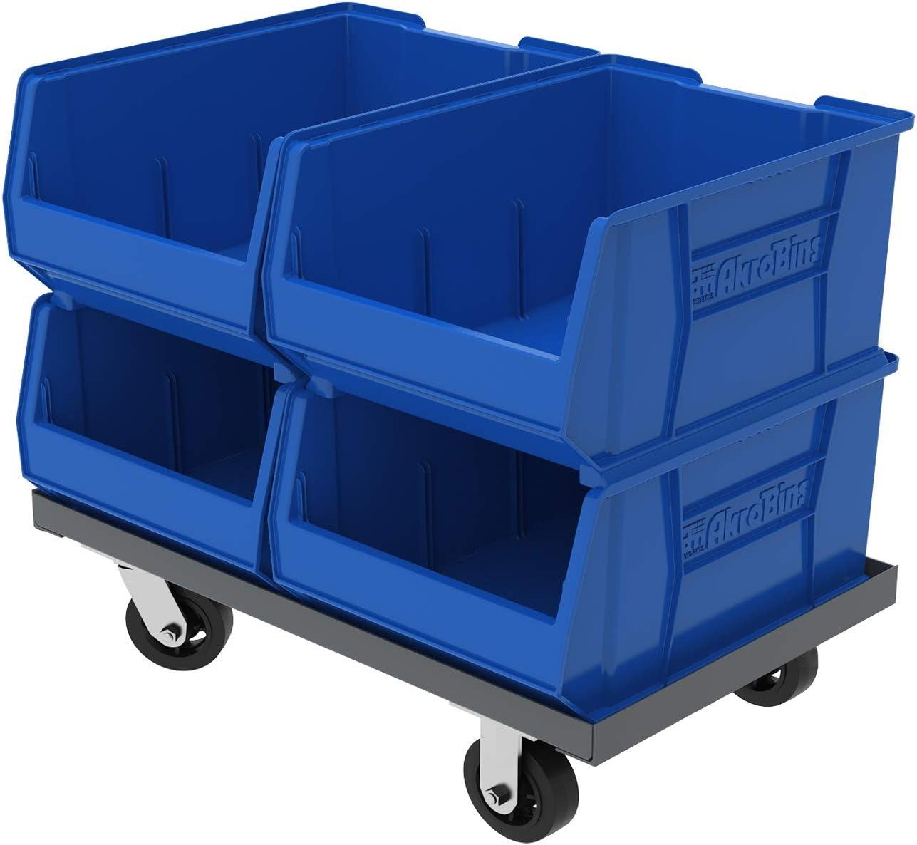 image:imageAkroMils 30289 SuperSize AkroBins Plastic Storage Bins SpaceSaving Stackable Bins for Garage Classroom Warehouse Organization 24 L x 18 W x 12 H Clear 1PackBlue 1Pack