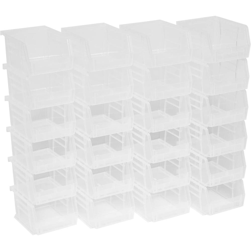 image:imageAkroMils 30210 AkroBins Plastic Storage Bins SpaceSaving Stackable Bins for Garage Pantry Craft Organization 5 x 4 x 3 Yellow 24PackClear
