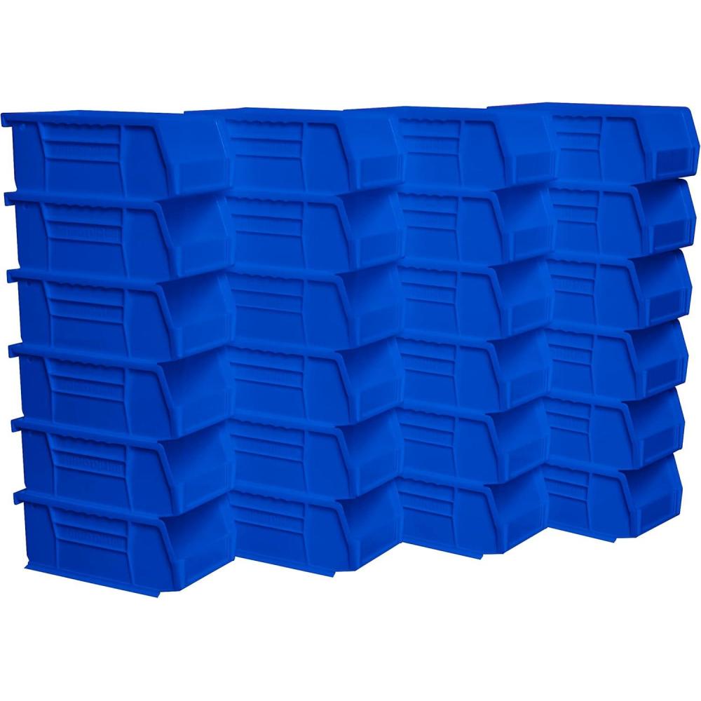 image:imageAkroMils 30220 AkroBins Plastic Storage Bins SpaceSaving Stackable Bins for Garage Pantry Craft Organization 7 x 4 x 3 Blue 24PackBlue