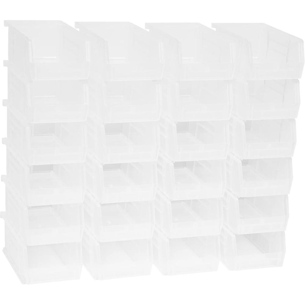 image:imageAkroMils 30220 AkroBins Plastic Storage Bins SpaceSaving Stackable Bins for Garage Pantry Craft Organization 7 x 4 x 3 Blue 24PackClear
