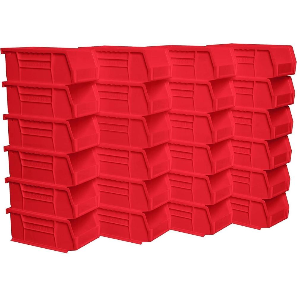 image:imageAkroMils 30220 AkroBins Plastic Storage Bins SpaceSaving Stackable Bins for Garage Pantry Craft Organization 7 x 4 x 3 Blue 24PackRed