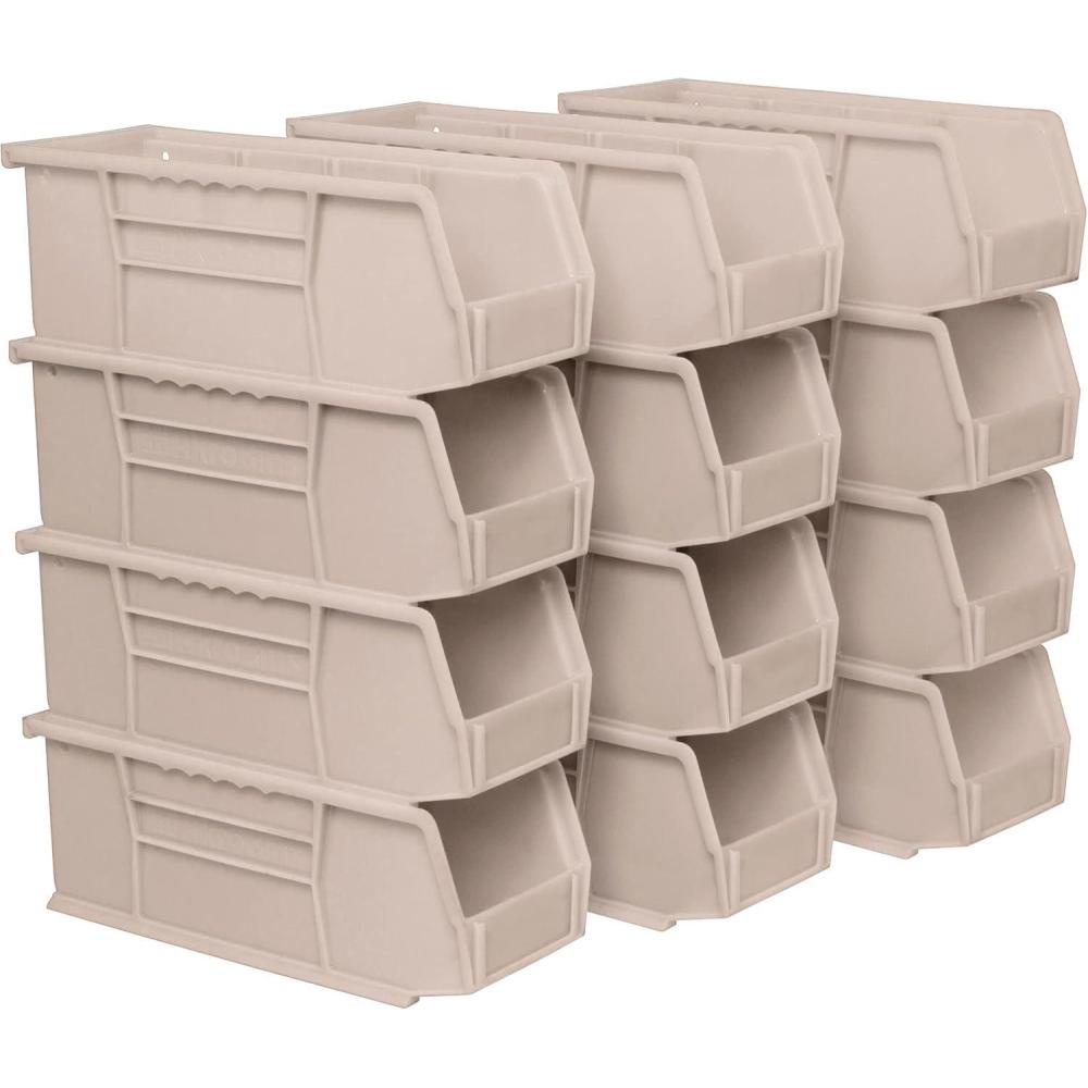 image:imageAkroMils 30224 AkroBins Plastic Storage Bins SpaceSaving Stackable Bins for Garage Pantry Craft Organization 11 L x 4 W x 4 H Blue 12PackStone