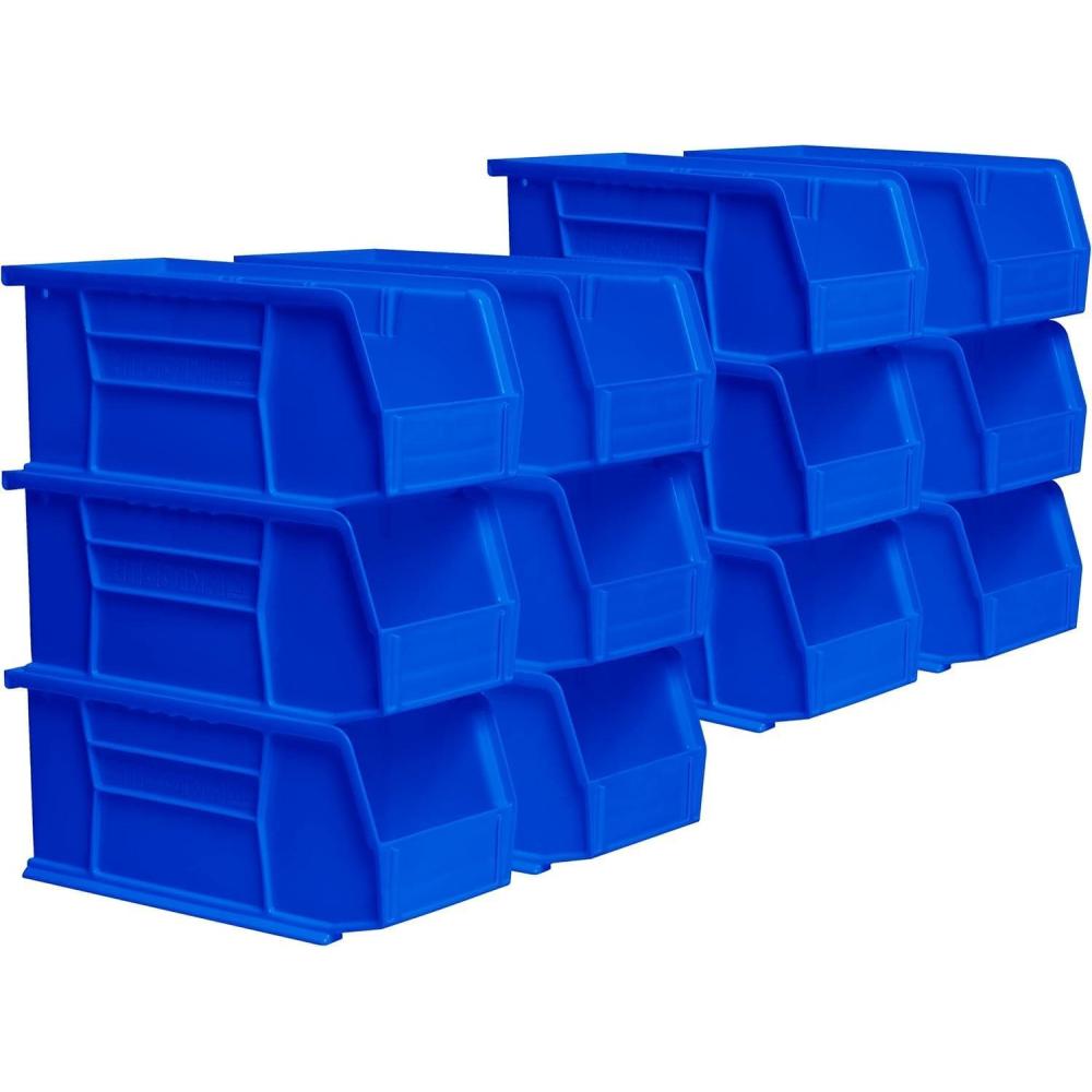 image:imageAkroMils 30230 AkroBins Plastic Storage Bins SpaceSaving Stackable Bins for Garage Pantry Craft Organization 105 L x 55 W x 5H Blue 12PackBlue