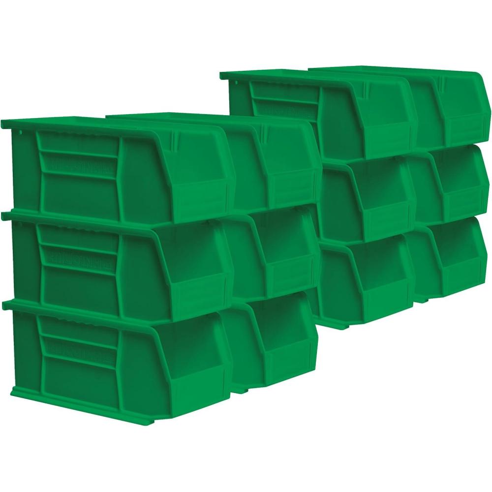 image:imageAkroMils 30230 AkroBins Plastic Storage Bins SpaceSaving Stackable Bins for Garage Pantry Craft Organization 105 L x 55 W x 5H Blue 12PackGreen