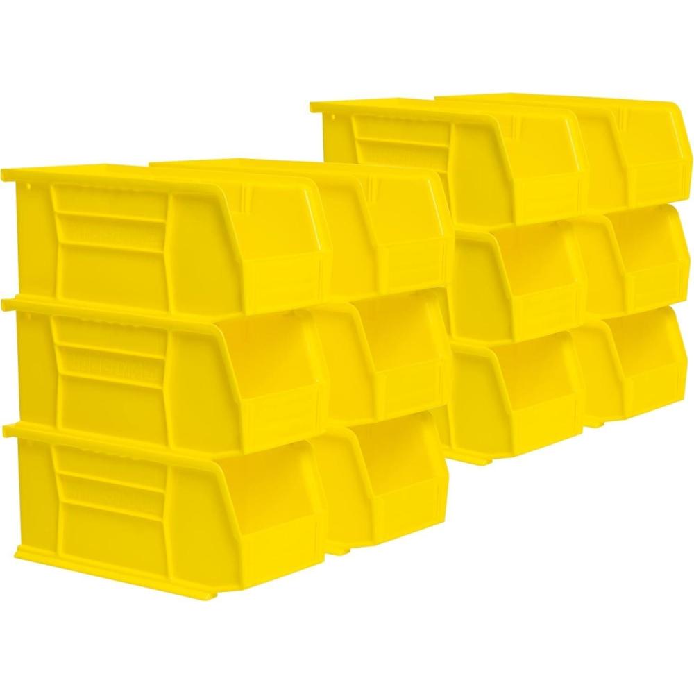 image:imageAkroMils 30230 AkroBins Plastic Storage Bins SpaceSaving Stackable Bins for Garage Pantry Craft Organization 105 L x 55 W x 5H Blue 12PackYellow