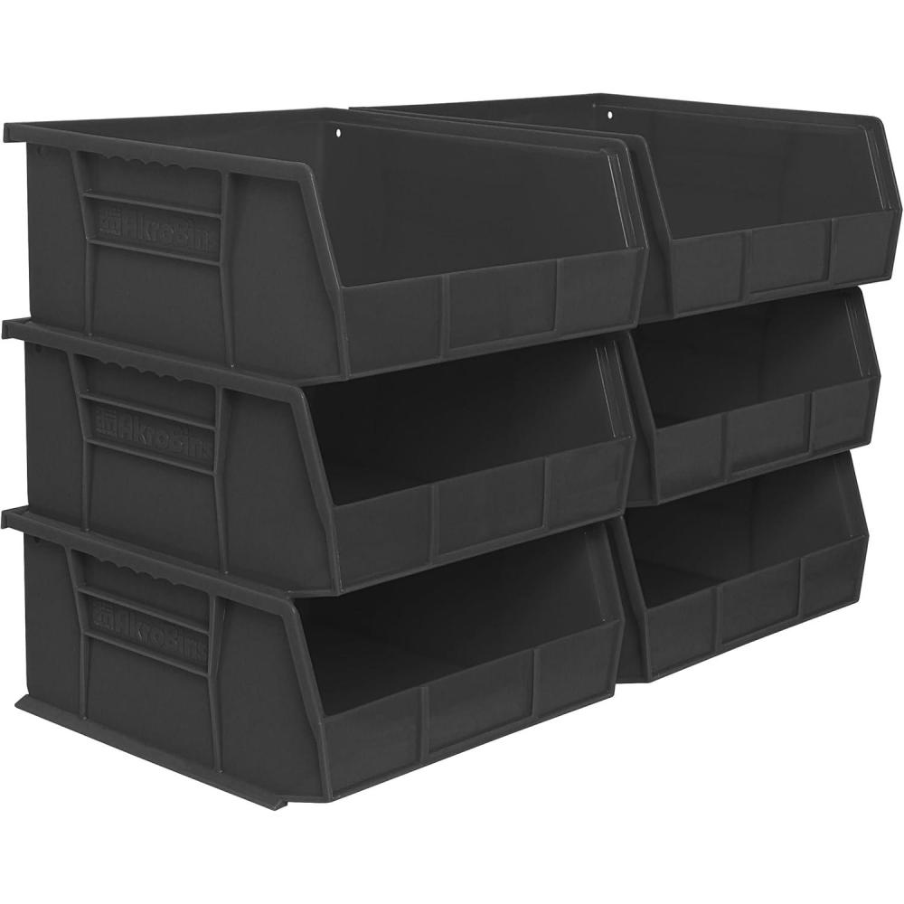 image:imageAkroMils 30235 AkroBins Plastic Storage Bins SpaceSaving Stackable Bins for Garage Pantry Craft Organization 11 x 11 x 5 Blue 6PackBlack