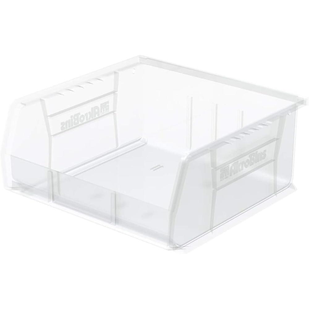 image:imageAkroMils 30235 AkroBins Plastic Storage Bins SpaceSaving Stackable Bins for Garage Pantry Craft Organization 11 x 11 x 5 Blue 6PackClear