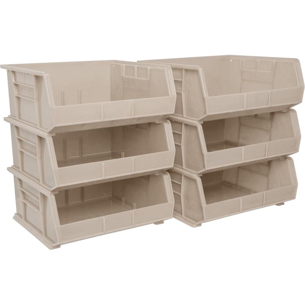 image:imageAkroMils 30235 AkroBins Plastic Storage Bins SpaceSaving Stackable Bins for Garage Pantry Craft Organization 11 x 11 x 5 Blue 6PackStone