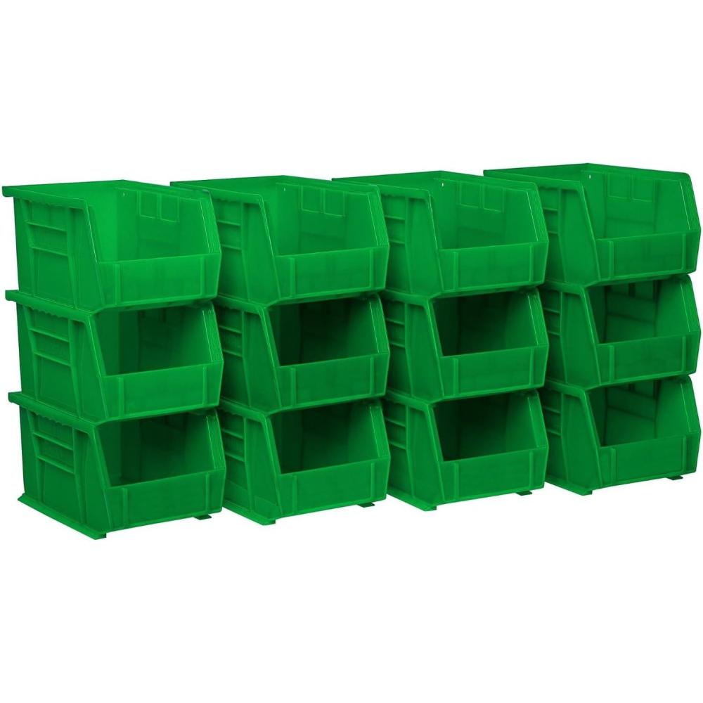 image:imageAkroMils 30237 AkroBins Plastic Storage Bins SpaceSaving Stackable Bins for Garage Pantry Craft Organization 9 x 6 x 5 Blue 12PackGreen