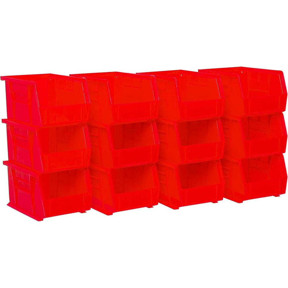 image:imageAkroMils 30237 AkroBins Plastic Storage Bins SpaceSaving Stackable Bins for Garage Pantry Craft Organization 9 x 6 x 5 Blue 12PackRed