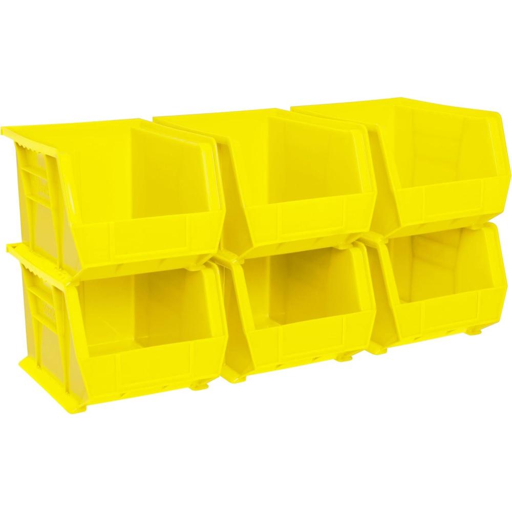 image:imageAkroMils 30239 AkroBins Plastic Storage Bins SpaceSaving Stackable Bins for Garage Pantry Craft Organization 11 x 8 x 7 Red 6PackYellow