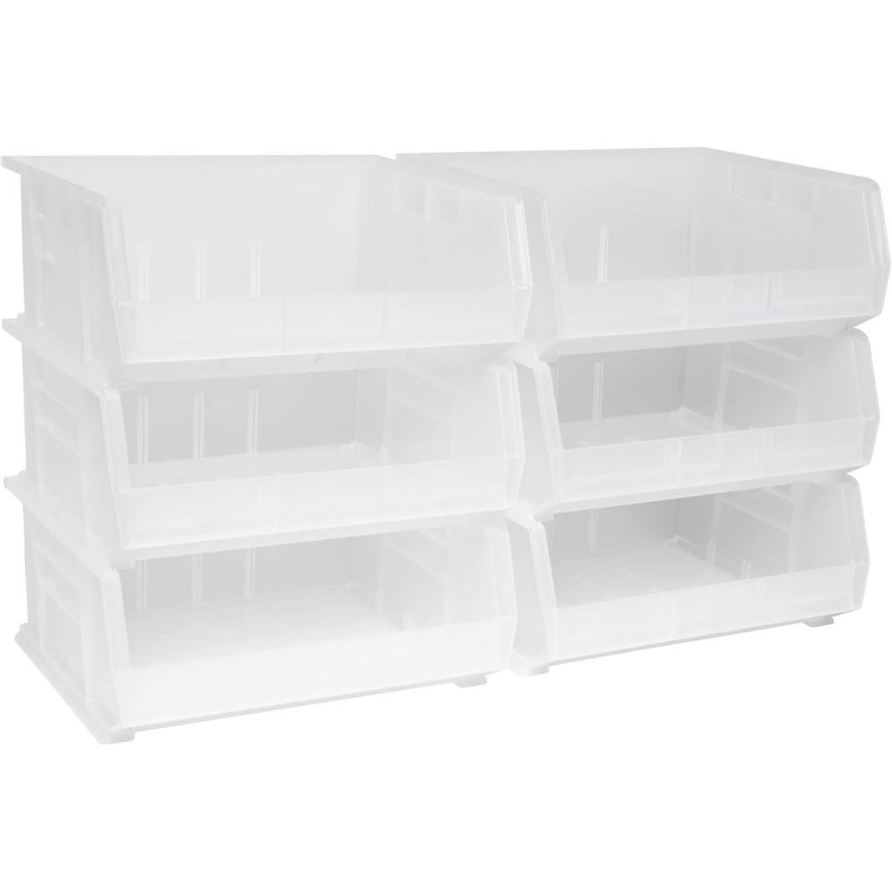 image:imageAkroMils 30250 AkroBins Plastic Storage Bins SpaceSaving Stackable Bins for Garage Pantry Craft Organization 15 x 16 x 7 Green 6PackClear