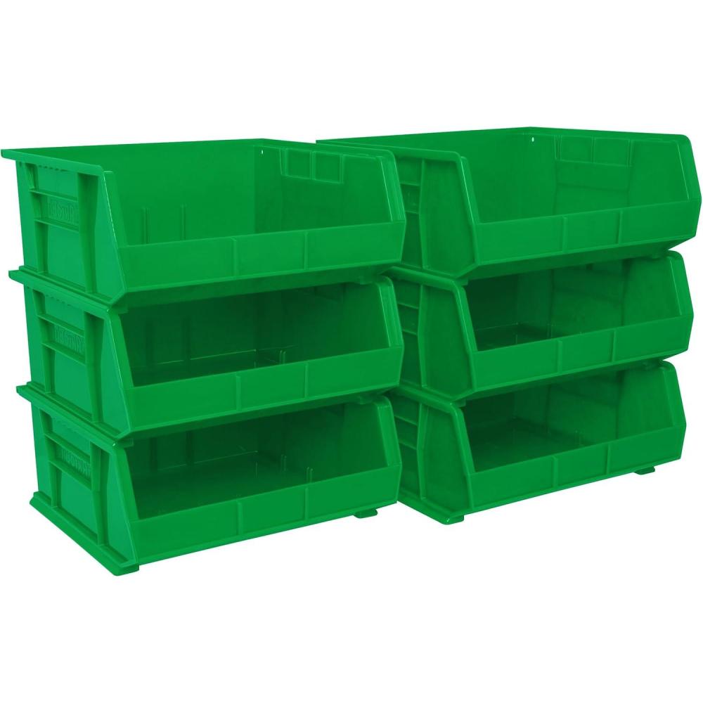 image:imageAkroMils 30250 AkroBins Plastic Storage Bins SpaceSaving Stackable Bins for Garage Pantry Craft Organization 15 x 16 x 7 Green 6PackGreen