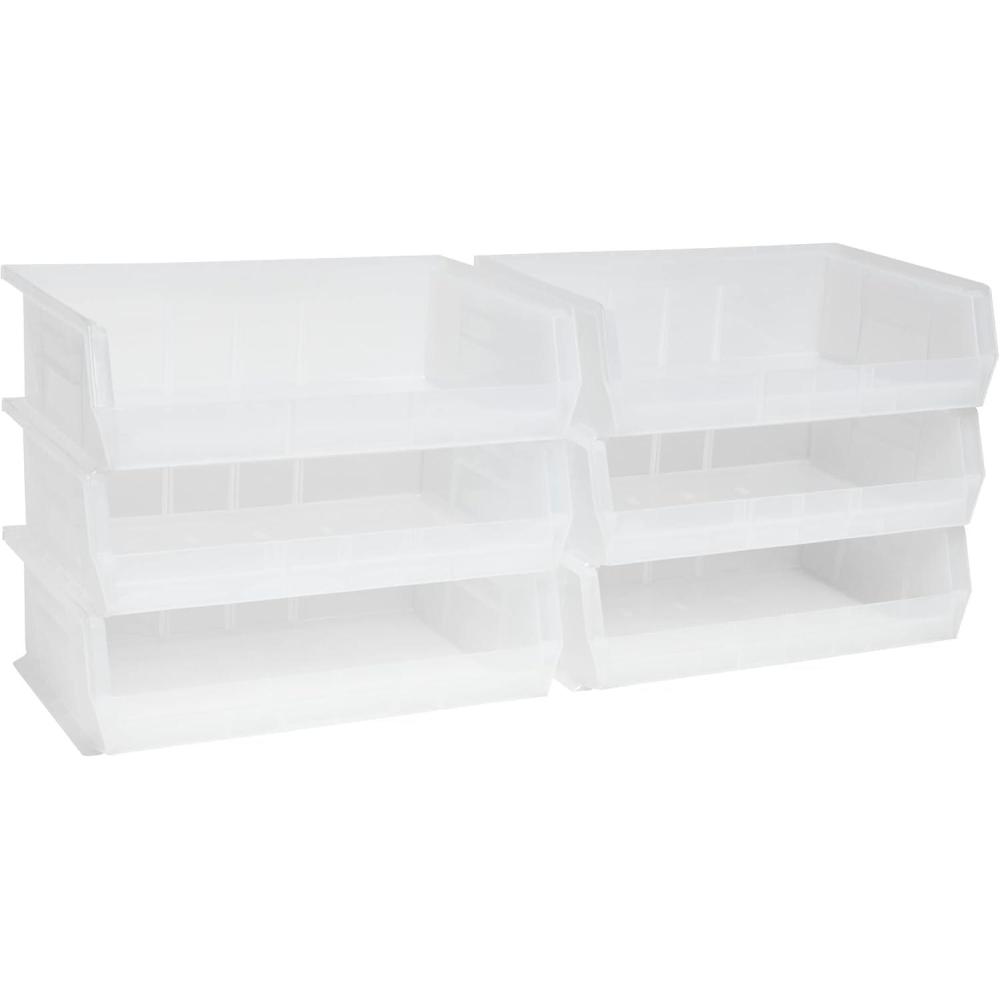 image:imageAkroMils 30255 AkroBins Plastic Storage Bins SpaceSaving Stackable Bins for Garage Pantry Craft Organization 11 x 16 x 5 Black 6PackClear