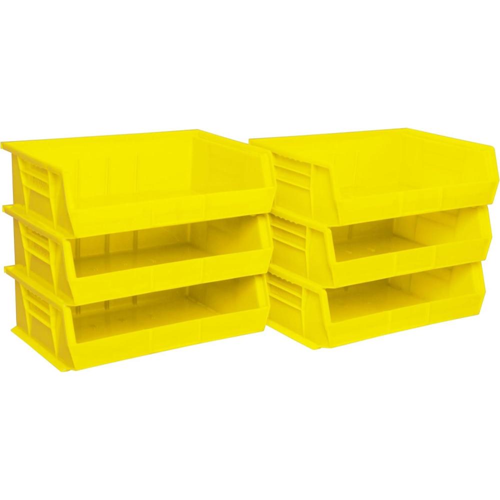 image:imageAkroMils 30255 AkroBins Plastic Storage Bins SpaceSaving Stackable Bins for Garage Pantry Craft Organization 11 x 16 x 5 Black 6PackYellow