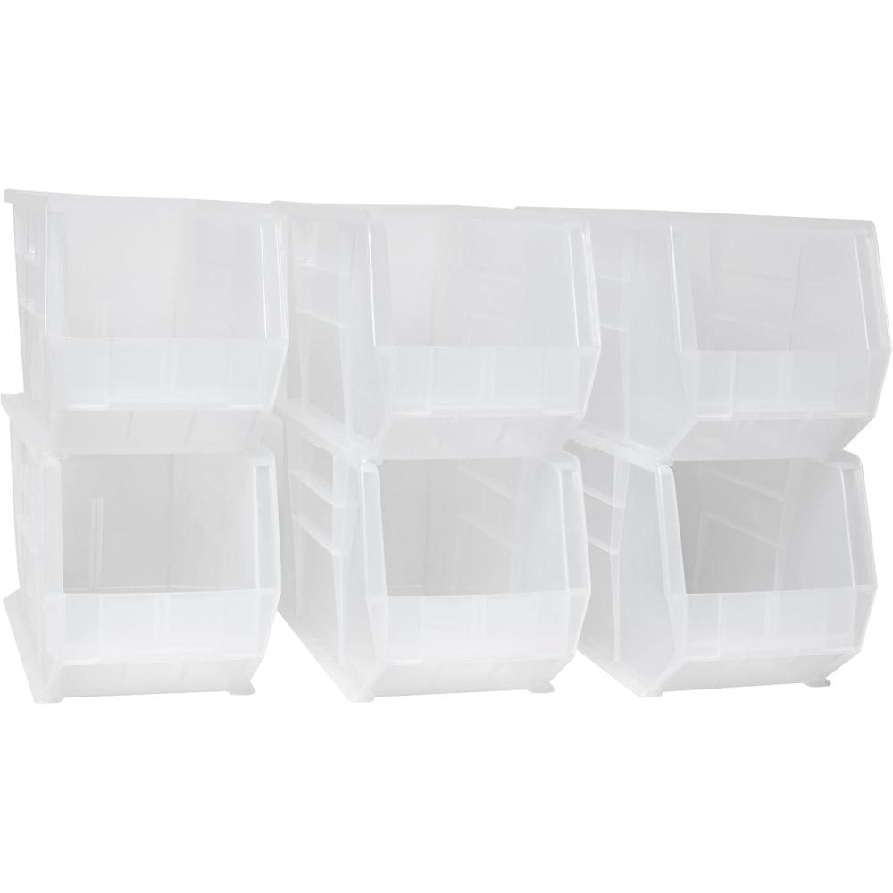 image:imageAkroMils 30265 AkroBins Plastic Storage Bins SpaceSaving Stackable Bins for Garage Pantry Craft Organization 18 x 825 x 9 Blue 6PackClear