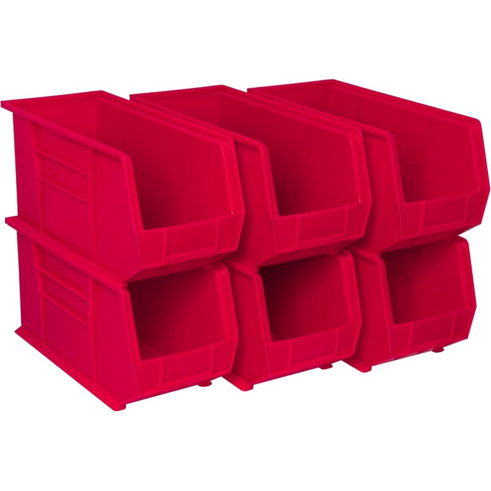image:imageAkroMils 30265 AkroBins Plastic Storage Bins SpaceSaving Stackable Bins for Garage Pantry Craft Organization 18 x 825 x 9 Blue 6PackRed